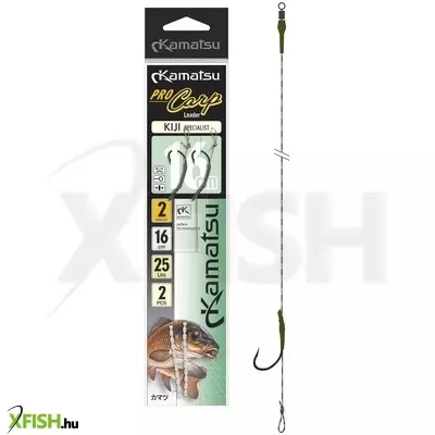 Kamatsu Pro Carp Kiji Specialist Előkötött Bojlis Horog 16 cm 25 Lbs 1 Blnr Black Nickel 2 db/Csomag