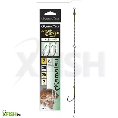 Kamatsu Pro Carp Kiji Expert Előkötött Bojlis Horog 20 cm 25 Lbs 4 Blnr Black Nickel 2 db/Csomag