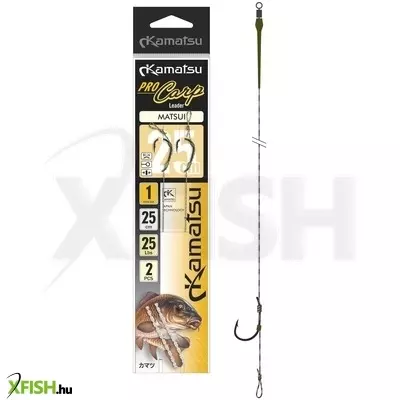 Kamatsu Pro Carp Matsui Előkötött Bojlis Horog 25 cm 25 Lbs 2 Blnr Black Nickel 2 db/Csomag