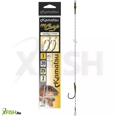 Kamatsu Pro Carp Matsui Expert Előkötött Bojlis Horog 20 cm 25 Lbs 6 Blnr Black Nickel 2 db/Csomag