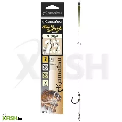 Kamatsu Pro Carp Koi Bari Előkötött Bojlis Horog 25 cm 25 Lbs 6 Blnr Black Nickel 2 db/Csomag