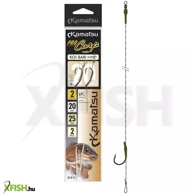 Kamatsu Pro Carp Koi Bari Expert Előkötött Bojlis Horog 20 cm 25 Lbs 4 Blnr Black Nickel 2 db/Csomag