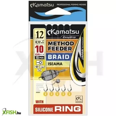 Kamatsu Braided Iseama Fonott Zsinóros Előkötött Horog Szilikon Karikás 10cm 0.12mm 12-es 5db/csomag