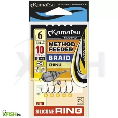 Kamatsu Braided Fonott Zsinóros Előkötött Horog Szilikon Karikás 10cm 0.14mm 6-os 5db/csomag