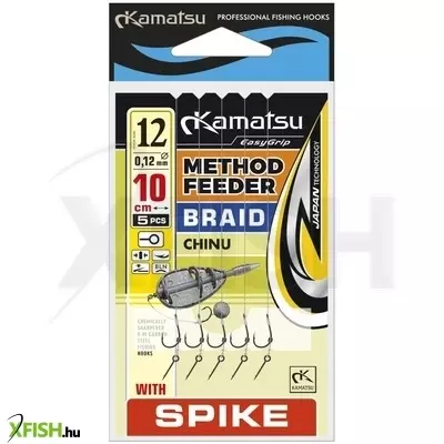 kamatsu braided fonott zsinóros előkötött horog csalitüskés 10cm 14mm 8-as 5db/csomag