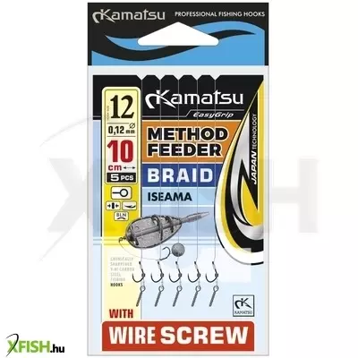Kamatsu Braided Iseama Fonott Zsinóros Előkötött Horog Drótcsavaros 10cm 0.12mm 10-es 5db/csomag
