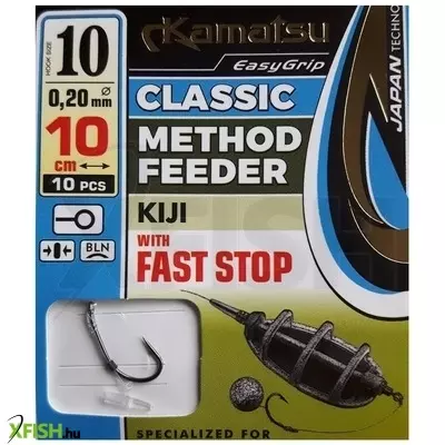 Kamatsu Method Feeder Leaders Classic Kiji Előkötött Horog Stopperes 10cm 0.20mm 10-es 10db/csomag
