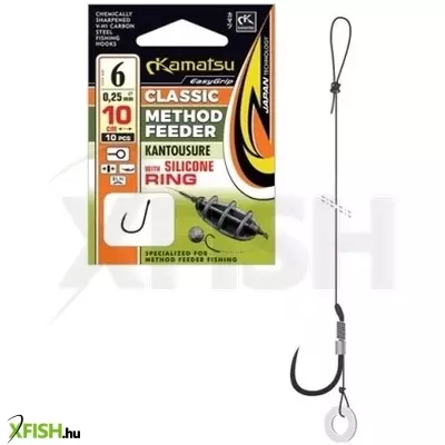 kamatsu method feeder classic kantousure előkötött horog szilikon karikás 10cm 0.20mm 8-as 10db/csomag