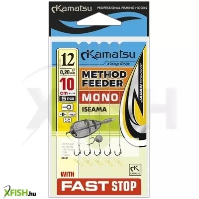 Kamatsu Mono Iseama Monofil Zsinóros Előkötött Horog Stopperes 10cm 0.30mm 6-os 5db/csomag