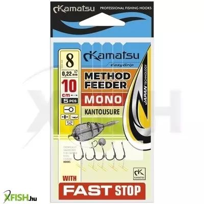 kamatsu mono kantousure monofil zsinóros előkötött horog stopperes 10cm 0.25mm 6-os 5db/csomag