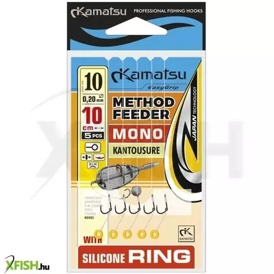 Kamatsu Mono Kantousure Monofil Zsinóros Előkötött Horog Szilikon Karikás 10cm 0.25mm 6-os 5db/csomag