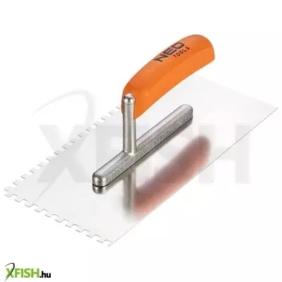 Neotools acél simító, fogazott, rozsdamentes, 270x128mm, 6x6x6mm, fa markolat