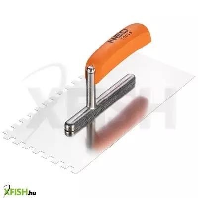 neotools acél simító, fogazott, rozsdamentes, 270x128mm, 8x8x8mm, fa markolat