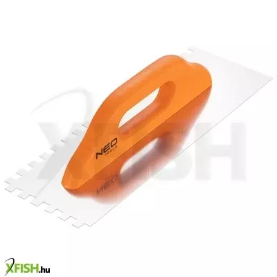 Neotools acél simító, fogazott, rozsdamentes, 380x128mm, 10x10x10mm, fa markolat