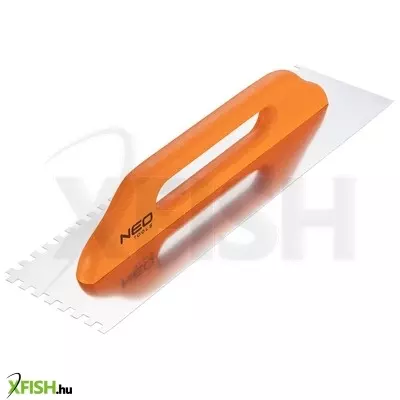 Neotools acél simító, fogazott, rozsdamentes, 480x128mm, 8x8x8mm, fa markolat