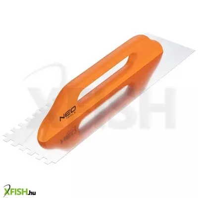 Neotools acél simító, fogazott, rozsdamentes, 480x128mm, 10x10x10mm, fa markolat