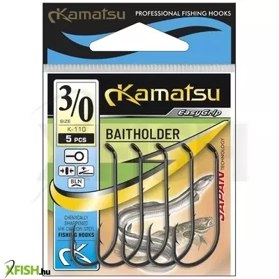 Kamatsu Baitholder 12 Brr Hajlított Szárú Füles Rablóhalas Horog Barna 5 db/csomag