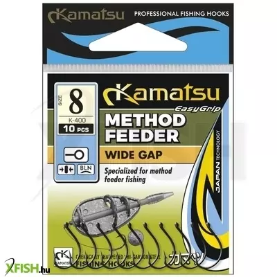 Kamatsu Wide Gap 10 Blnr Füles Method Feeder Horog Black Nickel 10 Db/csomag