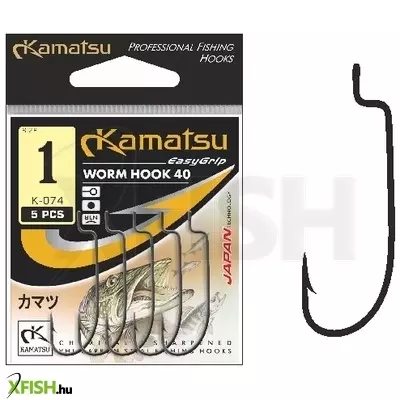 Kamatsu Worm 40 4/0 Blnr Füles Rablóhalas Horog Black Nickel 5 db/csomag