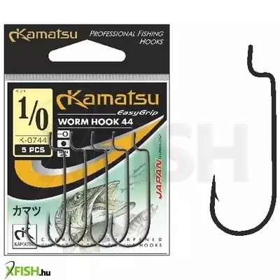 Kamatsu Worm 44 2/0 Blnr Füles Rablóhalas Horog Black Nickel 5 db/csomag