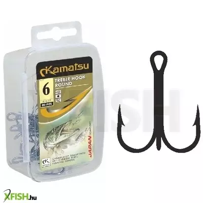 kamatsu treble round 18 bln hármas horog black nickel 20 db/csomag