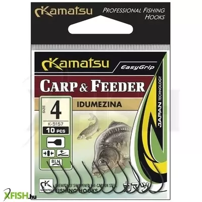 Kamatsu Idumezina Carp&Feeder 04 Gr Füles Pontyozó Horog Arany 10 db/csomag