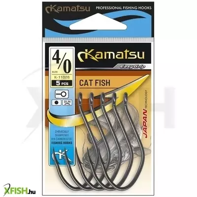 Kamatsu Cat Fish 4/0 Blnr Füles Harcsázó Horog Black Nickel 5 db/csomag