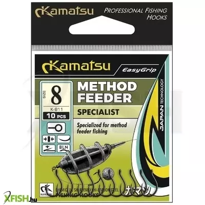 Kamatsu Specialist 8 Blnr Füles Method Feeder Horog Black Nickel 10 db/csomag