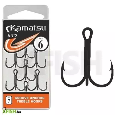 Kamatsu Groove Anchor Treble Hármashorog 06 Bln Black Nickel 7 db/csomag