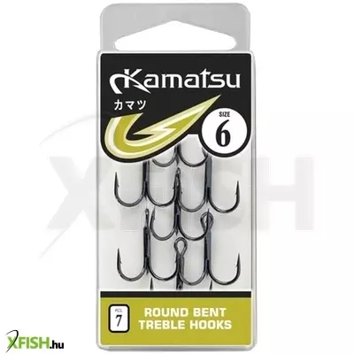 Kamatsu Round Bent Treble Hármashorog 1/0 Bln Black Nickel 5 db/csomag