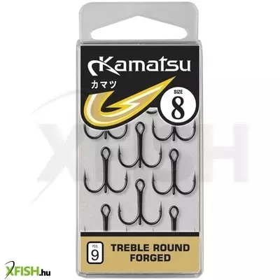 Kamatsu Treble Round Forged Hármas Horog 1 Bln Black Nickel 6 db/csomag