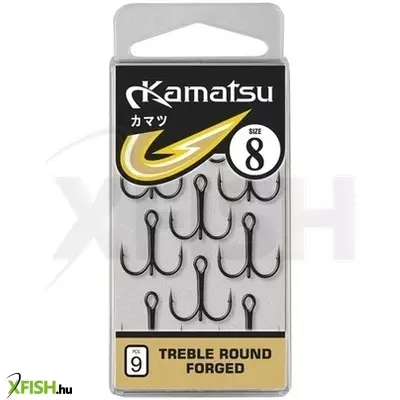 Kamatsu Treble Round Forged Hármas Horog 2 Bln Black Nickel 6 db/csomag