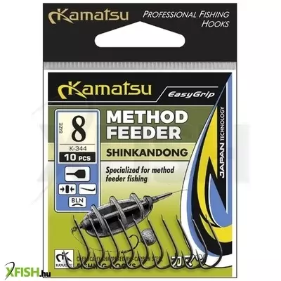 Kamatsu Shinkandong 14 Blnf Lapkás Method Feeder Horog Black Nickel 10 db/csomag