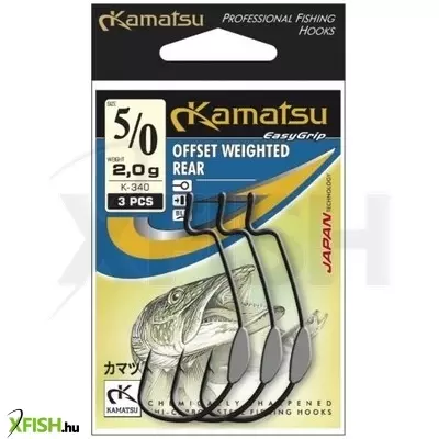 Kamatsu Offset Weighted Rear 3/0 Blnr 1,3 G Rablóhalas Horog Black Nickel 3 db/csomag