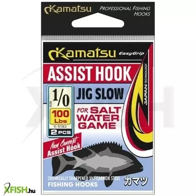 Kamatsu Assist Hook Jig Slow Műcsali Segédhorog 1/0 100 Lbs 2 db/csomag