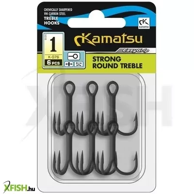 Kamatsu Strong Round Treble Hármas Horog 1 Bln 6 db/csomag
