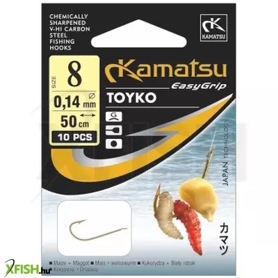 kamatsu maggot and maize toyko előkötött feeder horog lapkás arany 50 cm 0,12 mm 10 gf 10 db/csomag