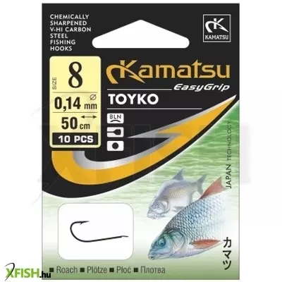 kamatsu roach toyko előkötött feeder horog lapkás black nickel 50 cm 0,12 mm 12 blnf 10 db/csomag