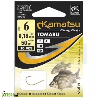Kamatsu Crucian Carp Tomaru Előkötött Feeder Horog Lapkás Arany 50 Cm 0,14 mm 10 Gf 10 db/csomag