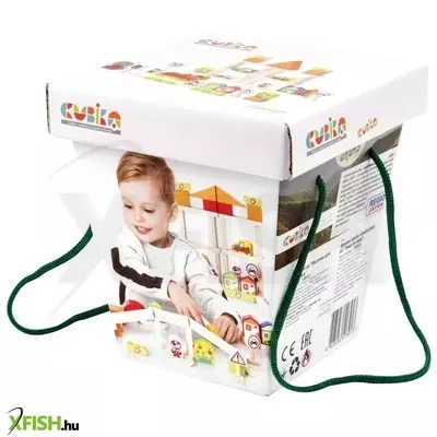 Cubika fa építőkocka fiúknak 54 darabos készlet
