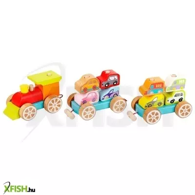 Cubika fa vonat kisautókkal