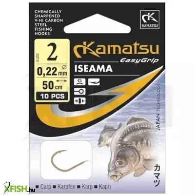 Kamatsu Carp Iseama Előkötött Bojlis Horog Black Nickel 50 cm 0,25 mm 1 Blnr 10 db/csomag