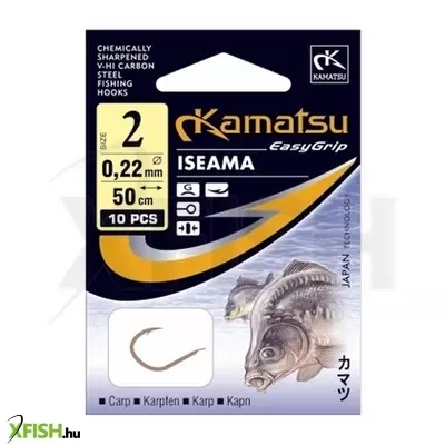 Kamatsu Carp Iseama Előkötött Bojlis Horog Black Nickel 50 cm 0,22 mm 4 Blnr 10 db/csomag