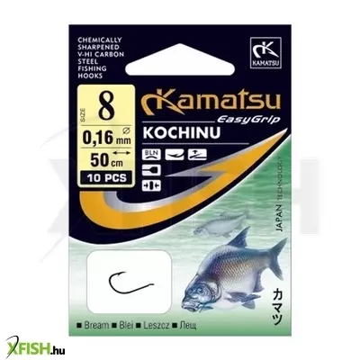 kamatsu kochinu bream előkötött pontyozó horog lapkás black nickel 50 cm 0,18 mm 6 blnf 10 db/csomag
