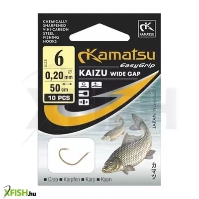 Kamatsu Kaizu Előkötött Feeder Horog Lapkás Arany 50 Cm 0,16 mm 10 Gf 10 db/csomag