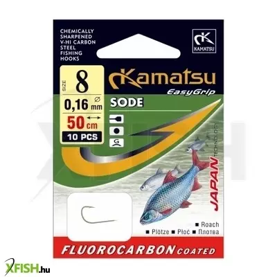 Kamatsu Sode Roach Előkötött Feeder Horog Lapkás Black Nickel 50 Cm 0,14 mm 10 Blnf 10 db/csomag