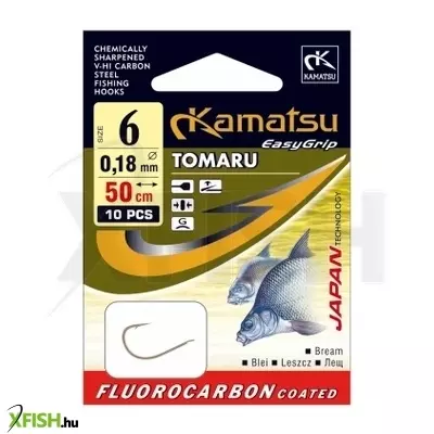 Kamatsu Tomaru Előkötött Feeder Horog Lapkás Arany 50 Cm 0,18 mm 8 Blnf 10 db/csomag