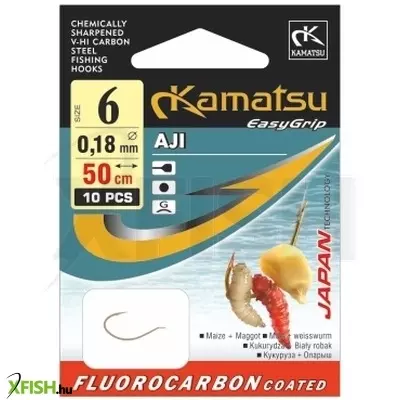 Kamatsu Aji Előkötött Feeder Horog Lapkás Black Nickel 50 Cm 0,14 mm 12 Blnf 10 db/csomag