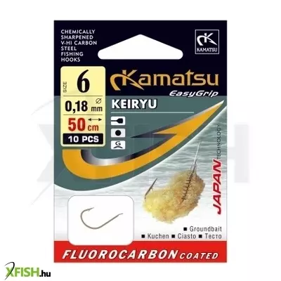 Kamatsu Keiryu Cake Előkötött Feeder Horog Lapkás Black Nickel 50 Cm 0,18 mm 8 Blnf 10 db/csomag