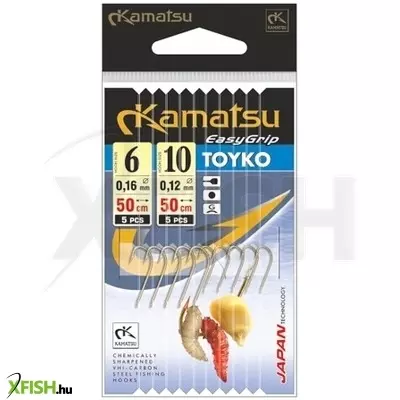 Kamatsu Maggot And Maize Toyko Előkötött Feeder Horog Lapkás Black Nickel 50 Cm 0,12 mm 12 Blnf 10 db/csomag